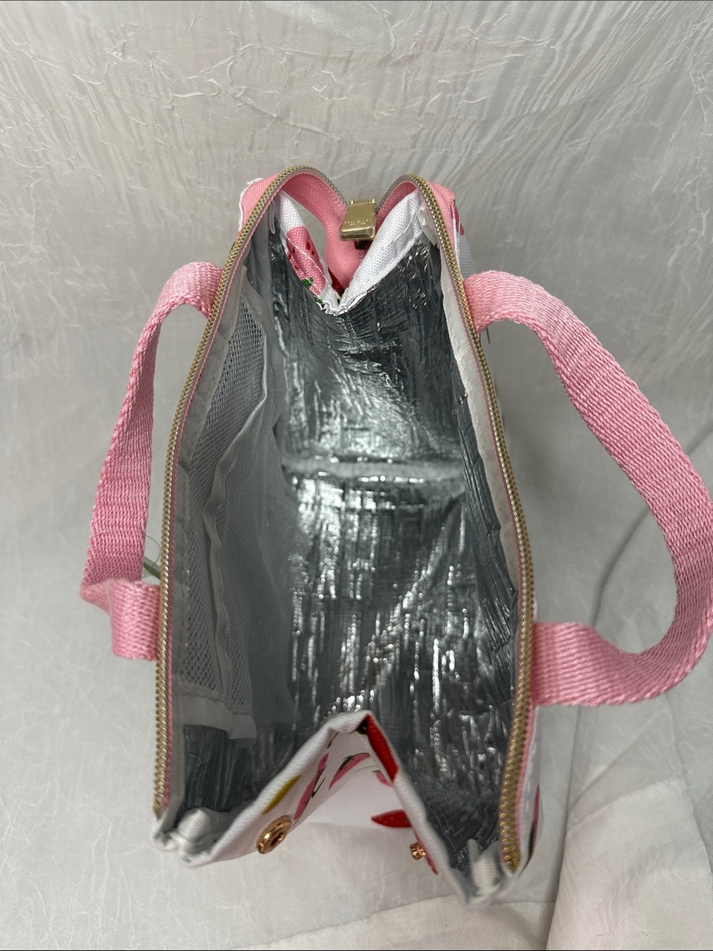 kate spade Strawberry-Print Canvas lunch tote - Pink, Red & Green - Picture 3 of 5